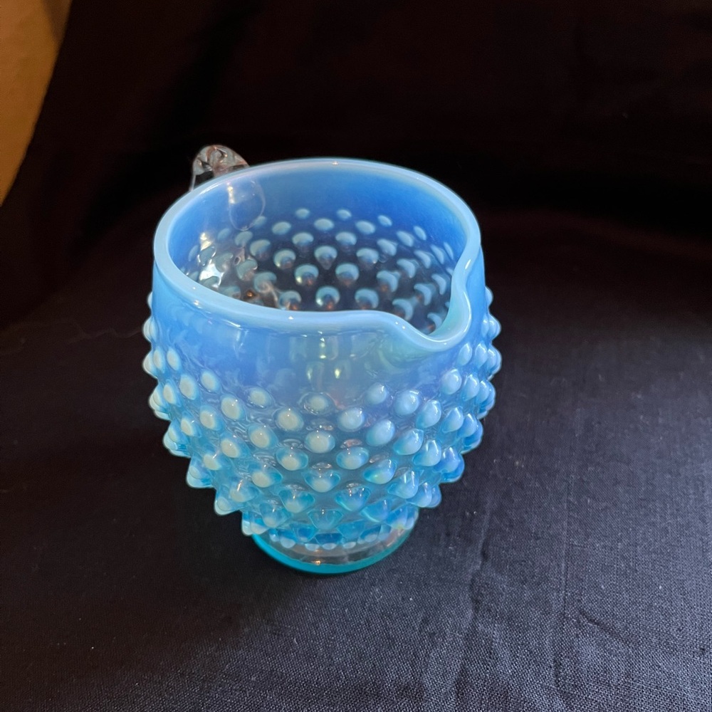 Blue Hobnail Glass Pitcher